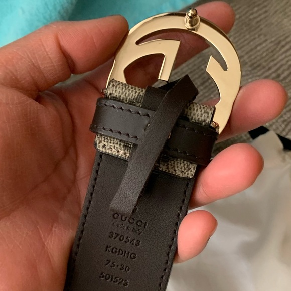 Authentic GUCCI GG Plus Monogram Interlocking G Belt in Dark Brown Size 75 - Picture 11 of 12